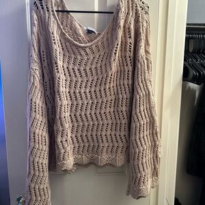 NWOT American Eagle Outfitters Boat Neck Bell Sleeve Crochet Sweater